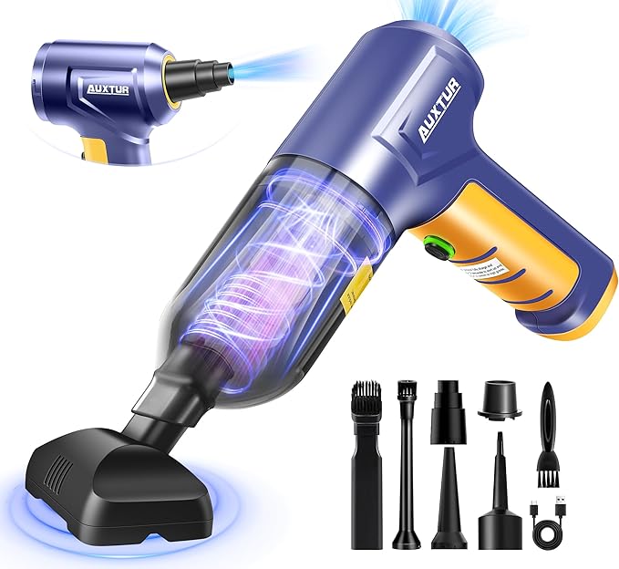 Car Vacuum Portable Cordless 3 in 1 Handheld Car Vacuum 15000PA High Power with Brushless Motor,5200mAh withType-C Charing Small Vacuum Cleaner Portable Cordless,SW101Blue Yellow
