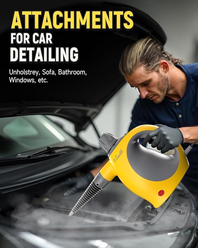 Handheld Steam Cleaner with Safety Lock, 500mL Large Tank & 19PCS Accessories - Multi-Surface Deep Cleaning for Kitchen, Bathroom, Car, Sofa - Removes Stubborn Grime, Sanitizes Surfaces (Yellow)