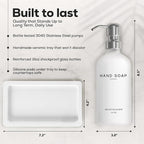 White Glass Hand and Dish Soap Dispenser Set by Brighter Barns - Kitchen Soap Dispenser Set with Tray & Pump for Office, Hotel, Vacation Rental, Airbnb - Modern Kitchen Decor & Accessories (White)