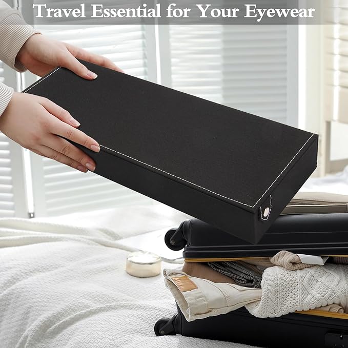 8-Slot Eyeglass Case Organizer - Stylish Storage for Sunglasses & Glasses, Ideal for Home Use & Eyewear Collectors
