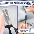 Dish Brush Set of 4 with Bottle Water Brush, Dish Scrub Brush, Scrubber Brush and Straw Brush - Kitchen Scrub Brushes Ergonomic Non Slip Long Handle for Cleaning Cleaner Wash Dish Sink Dishes Cup Pot