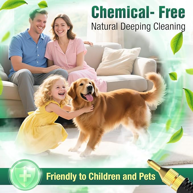 Steam Cleaner, 10s Rapid Heating Steamer with 6 Levels, 1.2L Water Tank, Portable Powerful Steamer for Cleaning without chemicals, Handheld Steam Cleaner for Home, Car, Grout, Tile, Floor, Dirt