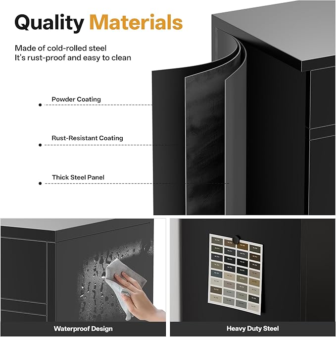 Metal Storage Cabinet 36" H,Steel Locking Cabinet with 2 Lockable Doors and 2 Adjustable Shelves Easy to Assemble for Home Office, Garage,School, Apartment, Warehouse, Utility Room,Black