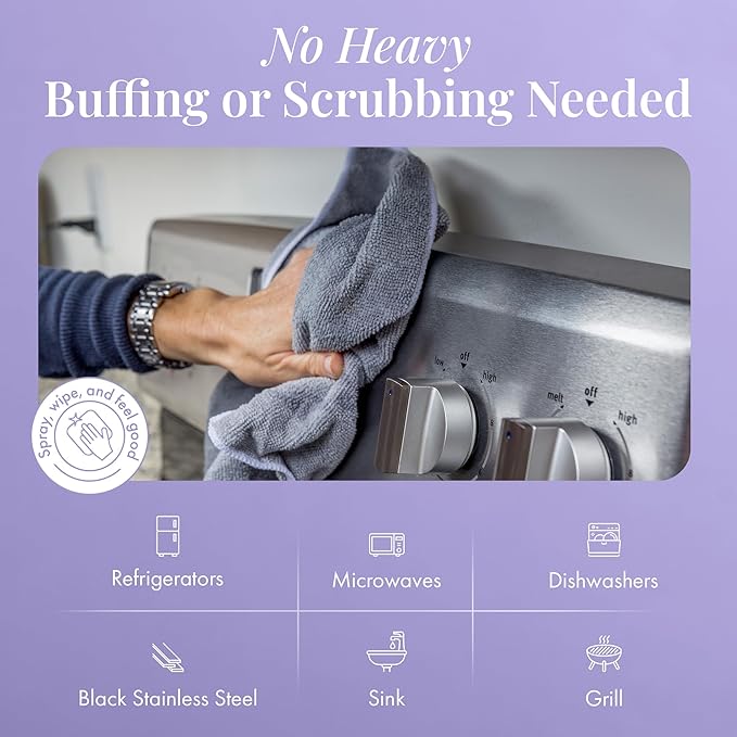 Therapy Stainless Steel Cleaner and Polish 100% USDA Biobased, Fingerprint and Residue Remover, Lavender Essential Oil Scent, Sink Cleaner, Grill Spray
