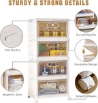 4-Tier Stackable Storage Bins with Lid, 23QT Storage Containers,Clear Foldable Plastic Drawer Storage on Wheels,Closet Organizers and Storage for Living Room,Bedroom,Office,Dorm