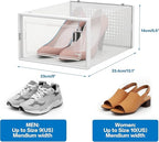 Seseno 12 Pack Shoe Organizer Storage Bins Clear Plastic Stackable Shoe Boxes for Closet, Space Saving Foldable Shoe Storage Case, Sneaker Storage Shoe Box Container
