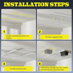 Overhead Garage Storage Rack Extra Large-Organizes Up to 15 Tote Bins 0.1-inch Thickened Heavy Alloy Steel Garage Tote Storage System with Adjustable Rails-Ceiling Storage Rack