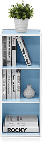 Furinno 3-Tier Open Shelf Bookcase, White/Light Blue 11003WH/LBL