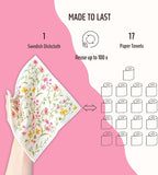 Swedish Dishcloths for Kitchen, 5 Pack Flowers Reusable Paper Towels Washable, Super Absorbent Swedish Dish Cloths, Biodegradable, Non-Scratch, No Odor
