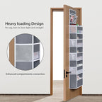 Univivi Over Door Hanging Organizer Storage with 5 Large Pockets and 2 Small PVC Pockets for Cosmetics Wall Hanging Storage Organizer for Pantry Baby Nursery Bathroom Closet Dorm(Grey)