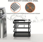 Toothbrush Holder - WHALCHI Stainless Steel Tooth Brush Toothpaste Holder for Bathrooms, Multi-Functional 5 Slots Bathroom Countertop Accessories Organizer, Black