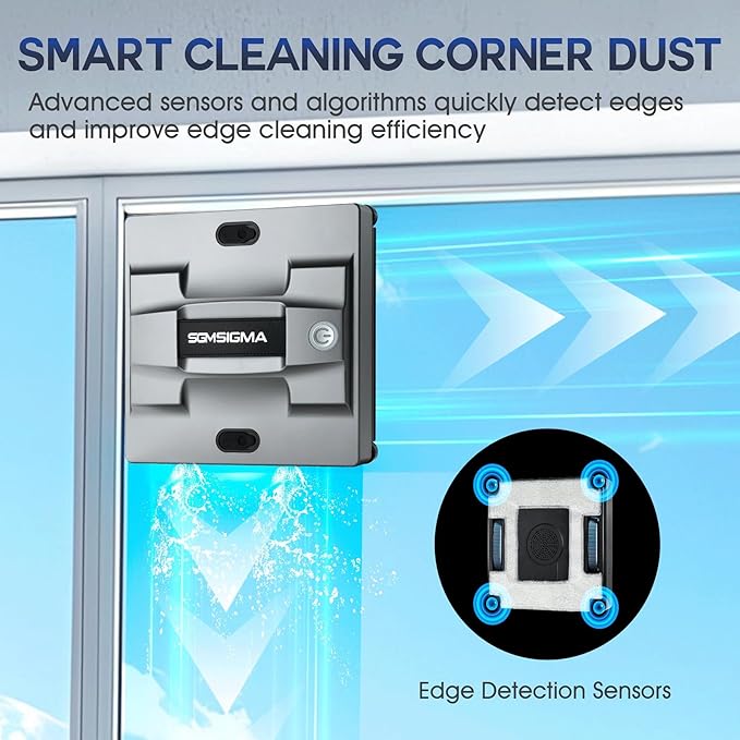 M83 Portable Smart Window Cleaning Robot, 4-Water Spray & 5600PA High Suction Power Clean, Edge Detection Sensor, Perfect for Glass, High-Rise Windows, and Tiles (Gun Grey)