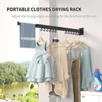 BESTHLS Wall Mounted Portable Clothes Drying Rack with Space Saver Clothes Hangers Design Universal for Balcony Mudroom Bedroom Kitchen Foldable Laundry Rack (2-Pole Black)