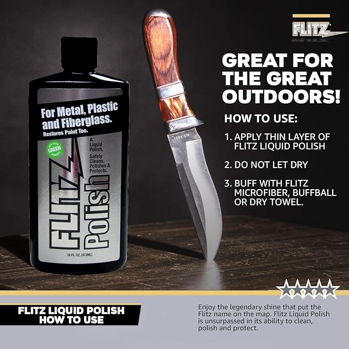 Flitz Multi Purpose Metal Polish Liquid - 7.6oz Bottle of USA-Made Tarnish Remover - For Aluminum, Chrome, Brass, Nickel, Silver - Non-Abrasive Metal Cleaner and Polish, Restorer (3 Pack)