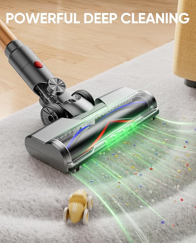 Cordless Vacuum Cleaner, 580W/48KPA/65Mins Vacuum Cleaners for Home, Super 1.8L Cup& Large LED Screen Stick Vacuum Anti-Tangle, Lightweight Cordless Vacuum with Charging Dock for Pet Hair/Carpet/Floor