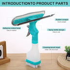 Zerodis Window Squeegee Cleaner with Spray, Mirror Scrub Pad Compact Glass Mop for Indoor Outdoor Bathroom Kitchen