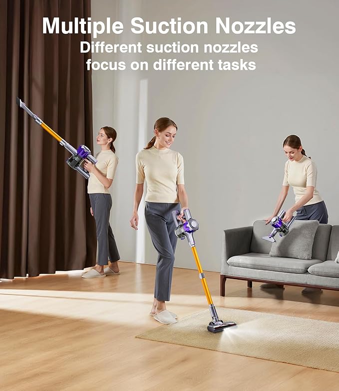 Cordless Vacuum Cleaner, 450W 40Kpa Powerful Stick Vacuum, Up to 50Mins Rechargeable Battery, Vacuum Cleaners for Home Anti-Tangled Lightweight Handheld for Hardwood Floor, Carpets, Pet Hair