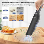 Cordless Handheld Vacuum, 24Kpa Car Vacuum with Brushless Motor, Charging Dock, 2in1 Flat Nozzle, Sofa Brush, 1.5lb Portable Handheld Vacuum with 2-Speed for Home, Car, Pet, Office, Purple