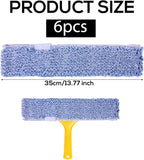 6pcs Microfiber Window Cleaning Refill, 35cm/14in Reusable & Washable Squeegee Cloth Sleeve Compatible with MR.SIGA Window Glass Cleaning Tools Home and Office