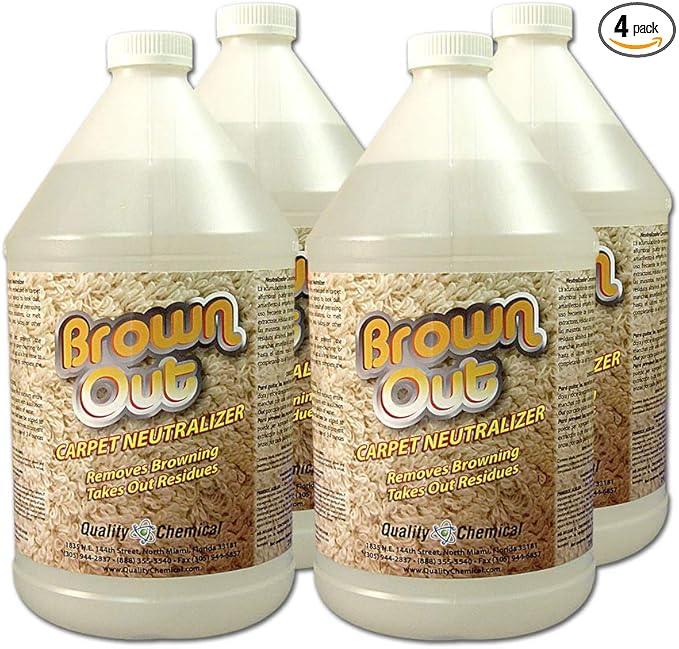 Quality Chemical Brown Out Carpet Stain Remover/Carpet Cleaner Solution for Machine/Carpet Cleaning Solution/Carpet Clean/Rug Cleaner Solution/Carpet Shampoo Cleaner/Rug Shampoo - 128 oz (Pack of 4)