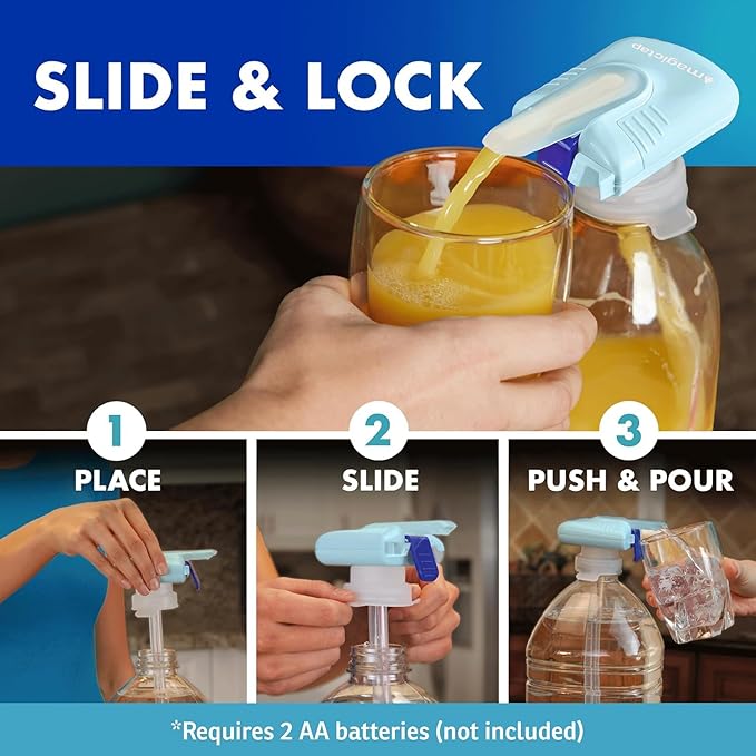 The Magic Tap Automatic Drink Dispenser - Hands-Free Beverage Dispenser for Fridge - Perfect for Milk, Juice - Gifts for Women & Men (3, Teal)