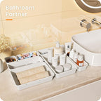 A-LuGei 【28PCS】 Drawer Organizer, Bathroom Organizers and Storage, Makeup organizer, Desk drawer organizer, Storage Bins for Kitchen Office Bedroom Vanity Jewelry Pantry Garage【White】【4Size】