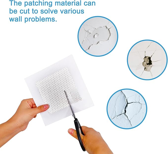 Dry Wall Patch Kits, 10 PCS Self-Adhesive Drywall Repair Kit of 2/4/6 Inch, Sturdy & Easy to Use for Wall Repair