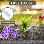 Weed Puller Tool, Dandelion Weeder Puller Tool with Soft Handle, Two-Pronged Fork Weed Remover Tool for Easy Weed Removal, Stainless Steel Garden Weeder Tool for Lawn Farmland Gardening Tools