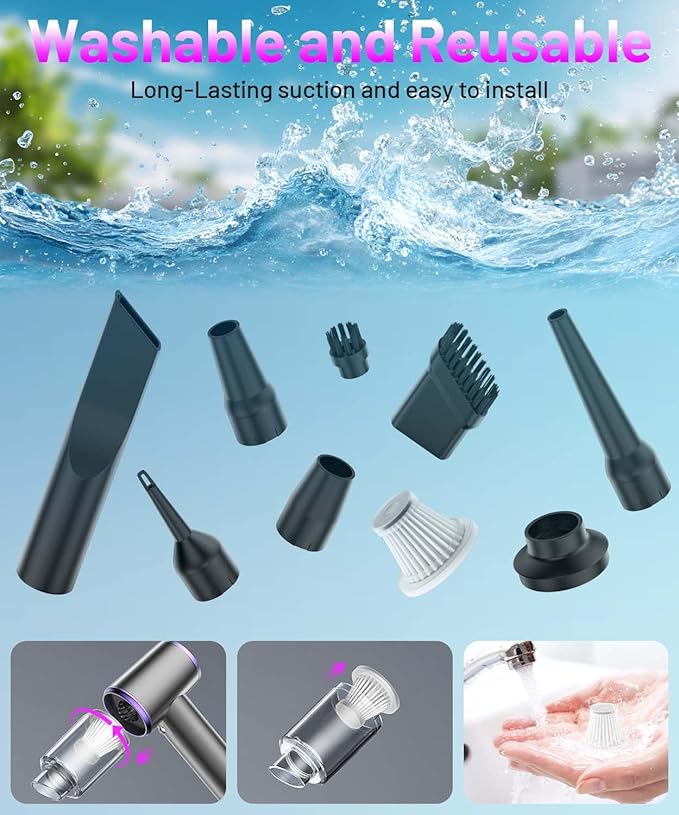 Upgrade 4in1 Greenlight Dust Detection Technology Cordless Car Vacuum Cleaner, High Power 15000PA Handheld Vacuum Portable with LED Display, Multi-Nozzles for Car, Home,Office,Camping