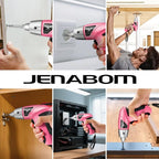Cordless Screwdriver Rechargeable, Electric Screwdriver Cordless 47pcs, USB Small Power Screwdriver Set with LED Light for Women Home Office DIY Tools, Pink