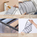 Wardrobe Clothes Organizer, 7 Grids Washable Portable Closet Organizer Mesh Separation Storage Box Foldable Closet Drawer Organizer for Underwear, Socks, Scarves, Jeans (Grey, 2 Jeans Grid)