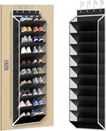 KEEPJOY 10 Tiers Mesh Over Door Shoe Organizer Storage, Hanging Shoe Holder for Door with Large Deep Pockets, Fit 20-30 Pairs Shoe Rack for Sneakers, Boots(Black)
