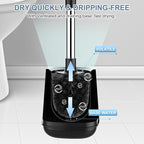 SetSail Toilet Brush and Holder, Self Closing Lid Toilet Bowl Brushes Holder and Extra Long Handle Ventilated Toilet Brush Set for Bathroom Cleaning, Nylon Bristles, 2 Packs-Black