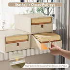 Closet Organizers and Storage 4-Pack Large Storage Bins with Drawers Stackable Fabric Clothes Organizers Storage Box Collapsible Closet Drawers Organizer (Beige, 21L*4)