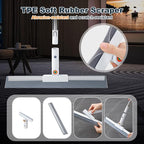 Rubber Squeegee Broom for Floor,Upgrade 62" Long Handle Window Squeegee, 2 Cleaning Cloths, Silicone Pet Hair Remover,Magic Broom Removes Water Spots, Stains, Grease, and Hair from Glass Surfaces.