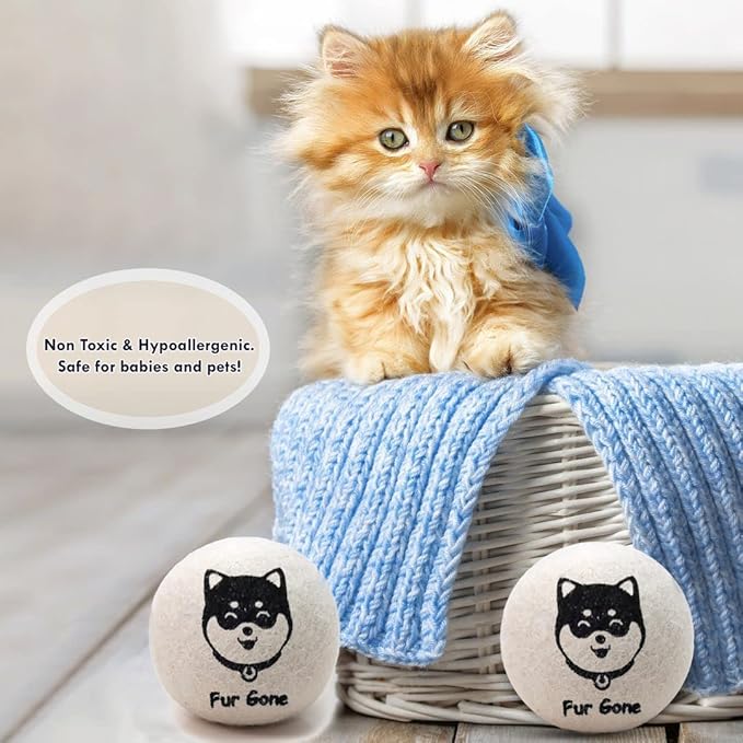 Wool Dryer Balls for Pet Hair Remover Organic Reusable Laundry Dryer Balls Pre-Wash Lint Remover for Dog/Cat Pet Hair Shaver for Laundry Hair Catcher for Washing Machine