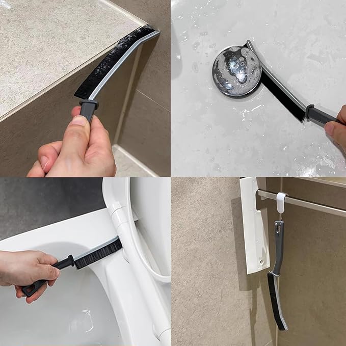 Crevice Cleaning Brush, Hard Bristle Crevice Cleaning Brushes, 3 in 1 Cleaning Brushes for Household Use Multifunctional Gap Cleaning Brush for Bathroom Kitchen Window Groove Corner Small Spaces