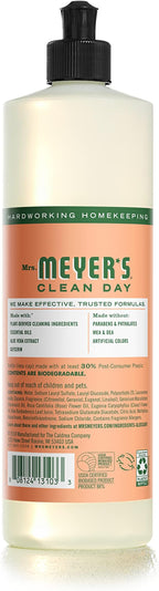 MRS. MEYER'S CLEAN DAY Liquid Dish Soap, Biodegradable Formula, Geranium, 16 Fl. Oz