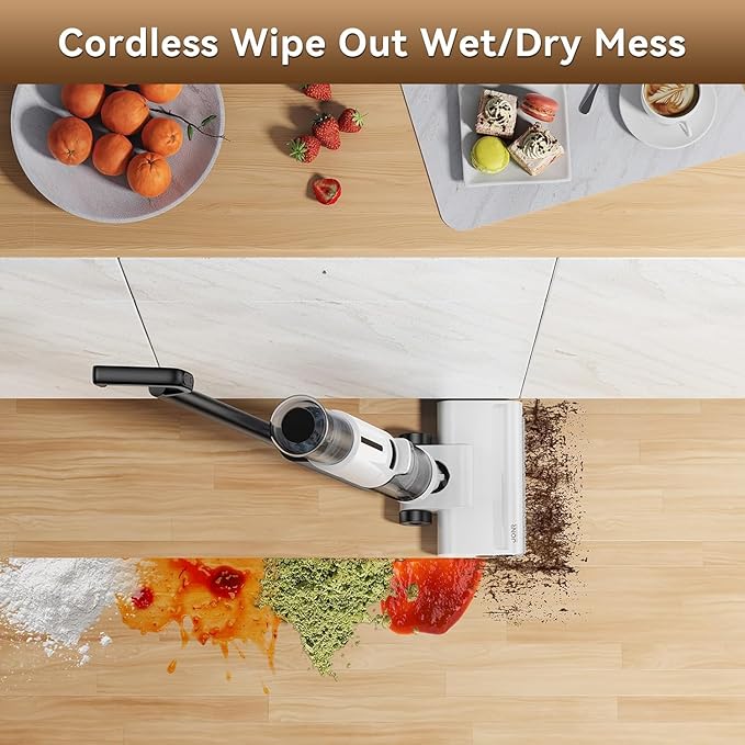 JONR ED12 Lite Wet Dry Vacuum Cleaner Cordless, Vacuum Cleaner with Self-Washing, 1 mm Edge Cleaning, Anti-Tangle System, Lightweight Floor Cleaner for Hard Floors, Pet Hair
