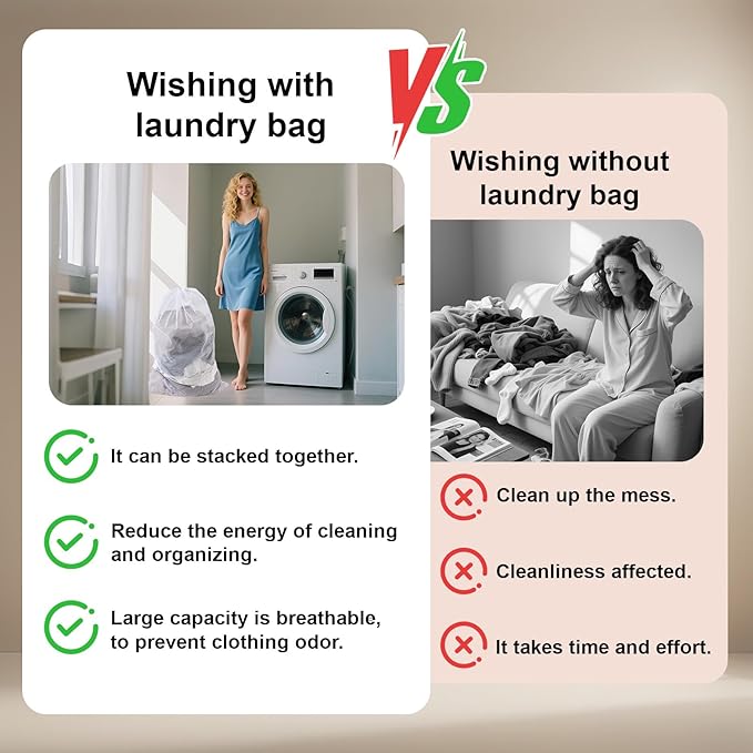 10-Pack Mesh Laundry Bags, 24 × 36 Inch Heavy-Duty Drawstring Mesh Bag Set (5 Black & 5 White) – Large Wash Bags for College, Dorm, Travel, Family & Apartment Use