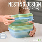 Ello Snap & Nest 10-Piece 4.5 Cup Plastic Meal Prep Set, Reusable Food Containers for Healthy Eating, Freezer, Dishwasher Safe, Seafoam