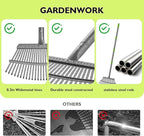 GARDENWORK Rake for Leaves,11&25 Tines Rakes for Lawns,73" Adjustable Garden Rake,Metal Leaf Rakes for Picking Leaves Yard Women Kids Cleanup Grass,Debris,Pine Needles Pick