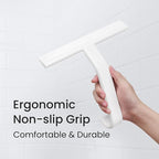 JustHang Shower Squeegee for Glass Doors, All-One-Piece Silicone with Built-in Hook Design for Easy Hanging and Cleaning, 10 Inch White