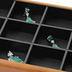Oirlv Solid Wood 12 Grid Jewelry Organizer Tray Jewelry Drawer Organizer for Rings Earrings Storage Display(Black)