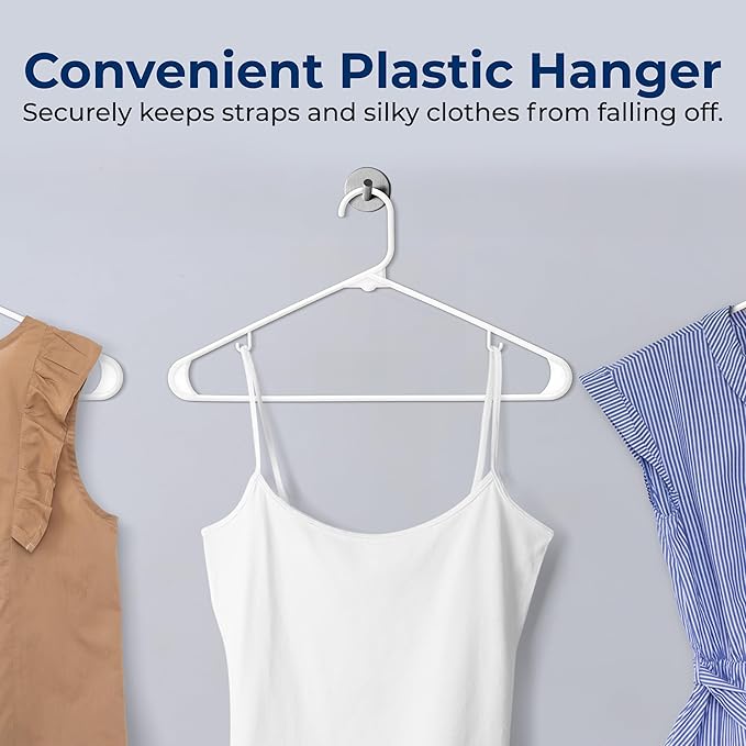 SereneLife 50 Pack Plastic Hangers, Non-Slip, Space-Saving Closet Organizers, Durable and Strong for Shirts, Sweaters, Hoodies, Kids Clothes & Dresses, Ultra-Thin, Lightweight
