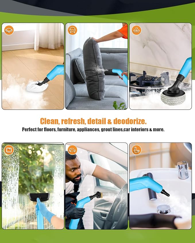 Handheld Steam Cleaner for Home, 10s Heat-Up/2.11 Qt Tank/4.5BAR High Pressure Steamer for Cleaning, 3 Level Pressurized Portable Steam Cleaner Handheld for Car, Grout, Tile, Dirt, Bed Bugs, Blue