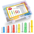 340-Piece Drywall Anchors and Screws Combo Pack - 170 Plastic Wall Anchors and 170 Screws - Assorted Sizes - Organizer Box Included - Wall Anchors and Screw for Drywall