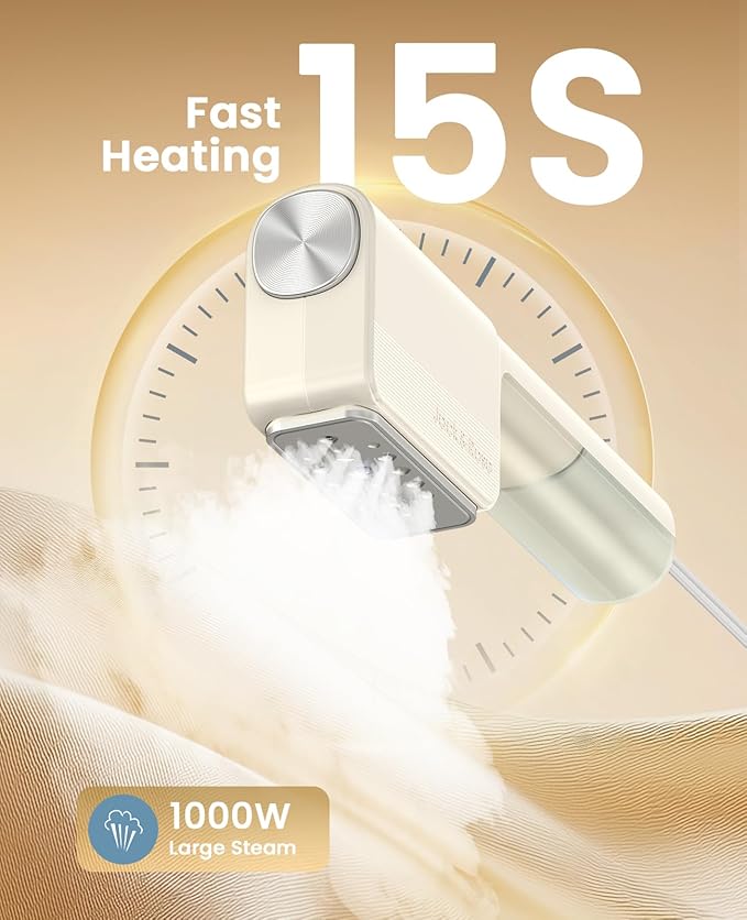 Jack ＆ Rose Travel Steamer For Clothes,110-230V,0.9Ib Light,9 * 2.6in Small Mini Travel Size,Steamer Iron 2 in 1,15s Heat-Up,Ceramic Heat Panel,For Global ＆ Europe Traveling