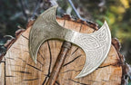 Viking store Viking Axe Double Sided Axe Hatchet Medieval Viking Double-Edged Ax Norse Style Ax Replica with Wooden Handle Nordic Dual Blade for Cosplay, Display & Collectors