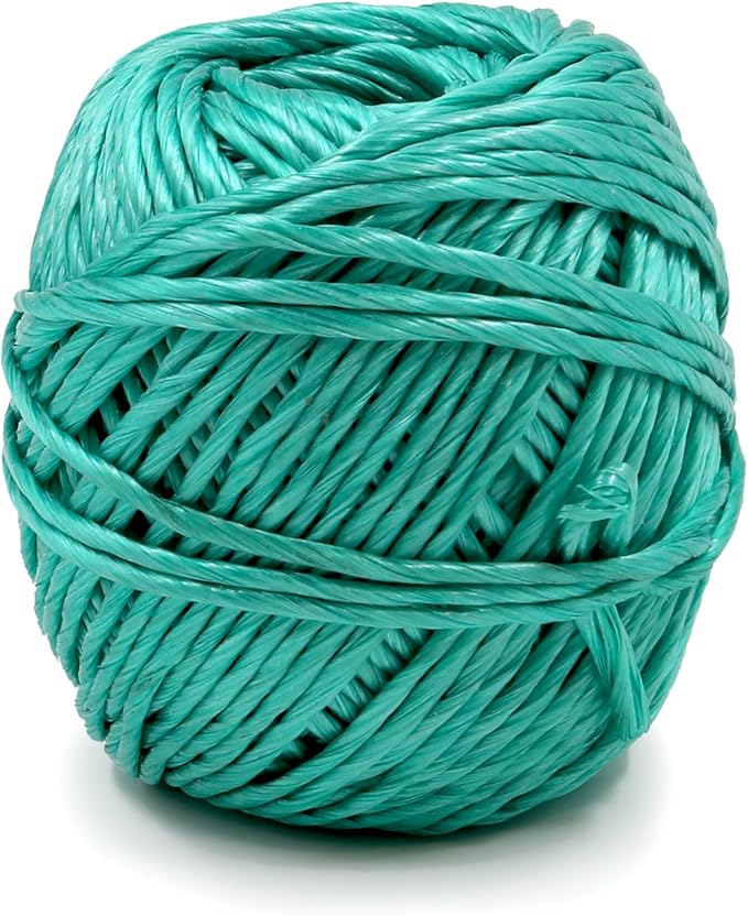 Polypropylene Twine - 5/64" Thick, 164 Feet Long for Bundling, Packaging, Gardening and More, Green